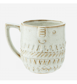 STONEWARE MUG W/ FACE IMPRINT