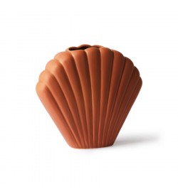 Ceramic shell vase brown -...