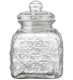 Muss Jar w/Lid, Clear, Glass