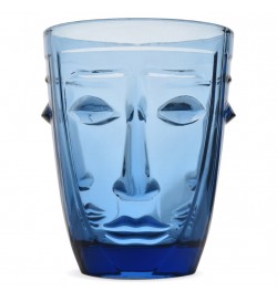 verre visage bleu